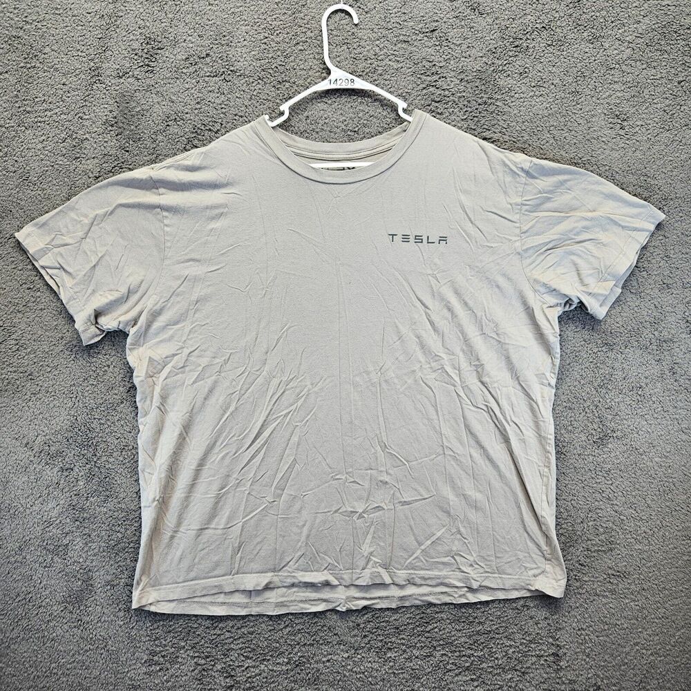 Tesla T-Shirt Mens Size 3X Gray Cotton Short Sleeve Crewneck Tee